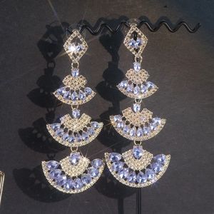 Purple Crystal Drop Earrings. New